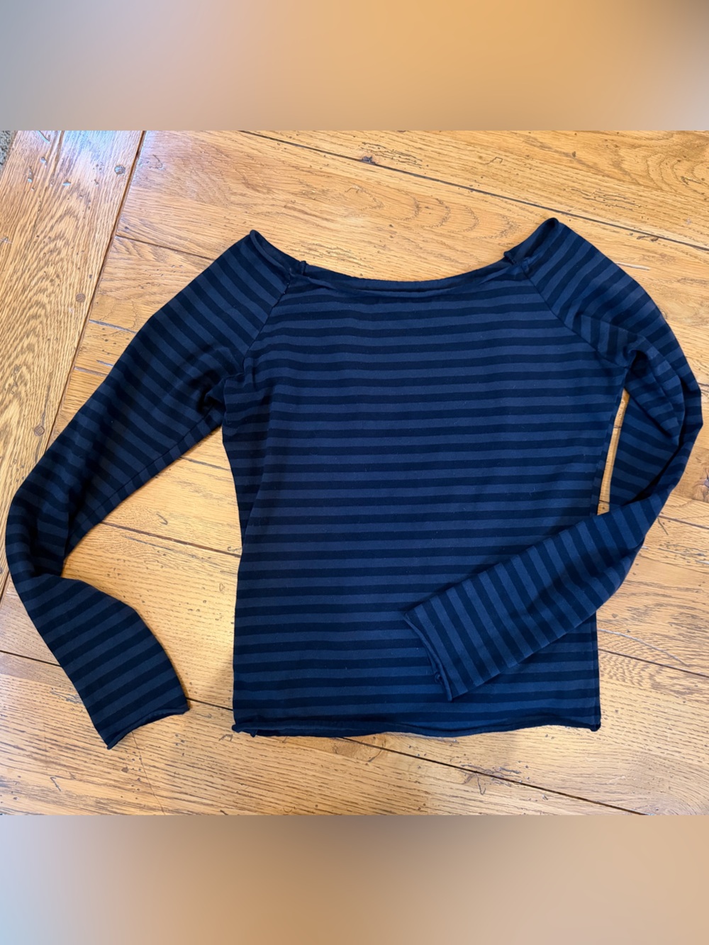 Brandy Melville Black & Charcoal Striped Long Sleeve Top